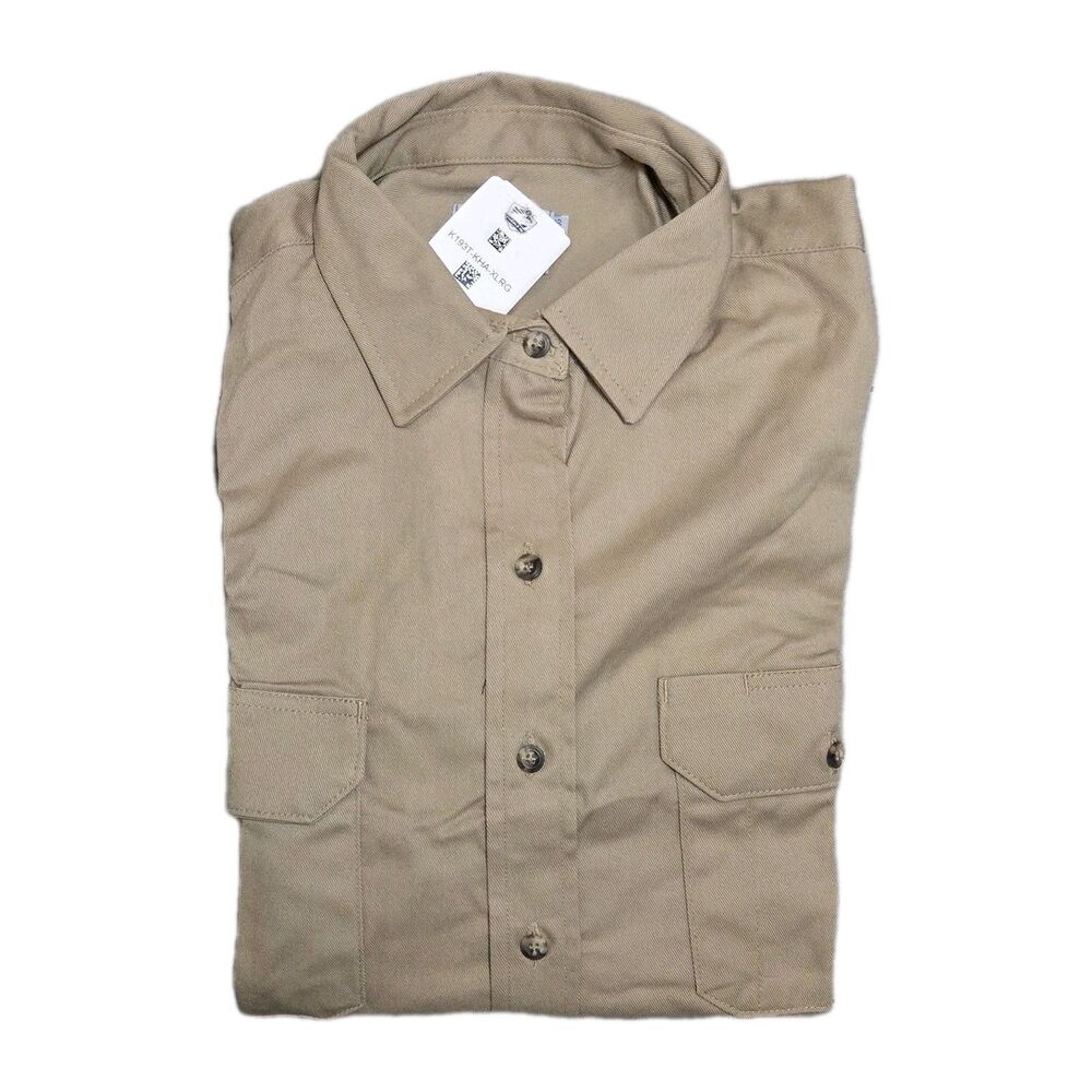 Tyndale K193T Womens Long Sleeve FR Button Down Work Shirt Sz XL / 16-18 NWT Tan